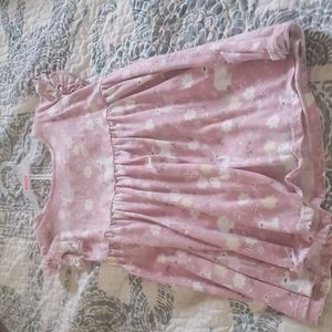 Children's Place 4T Girls dress. Pink with unicorn and woodland pattern.